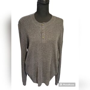 7 for All Mankind Grey Button Wool Alpaca knit Sweater Size XL